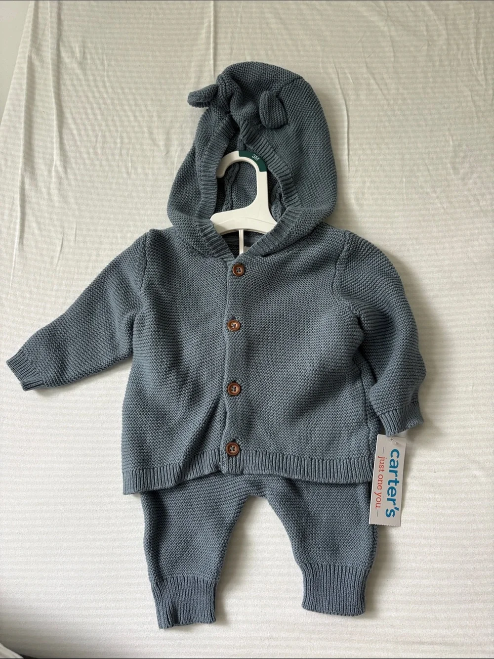Carter's Slate Blue Knit Hoodie and Pants Set